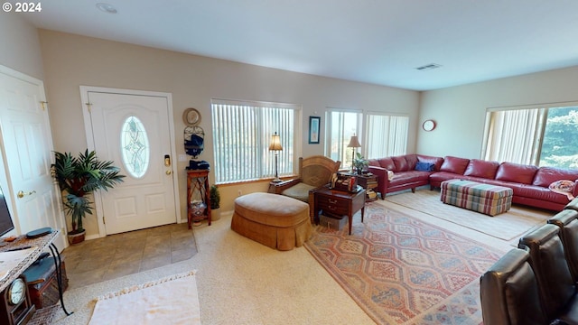 living room featuring a healthy amount of sunlight