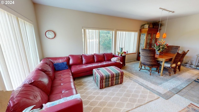 living room with track lighting