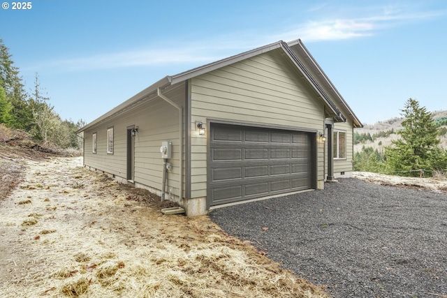 view of detached garage