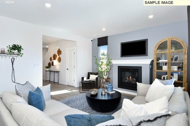 living room with hardwood / wood-style flooring