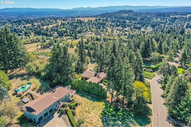 aerial view featuring a mountain view