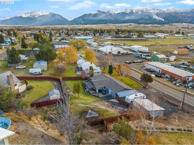 drone / aerial view with a mountain view