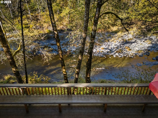 wooden terrace with a water view