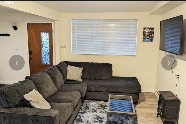 living room featuring baseboards and wood finished floors