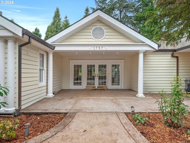 doorway to property featuring french doors and a patio