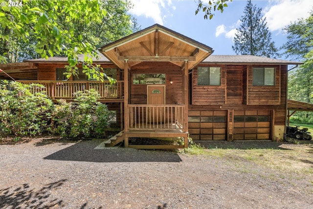 exterior space with a garage