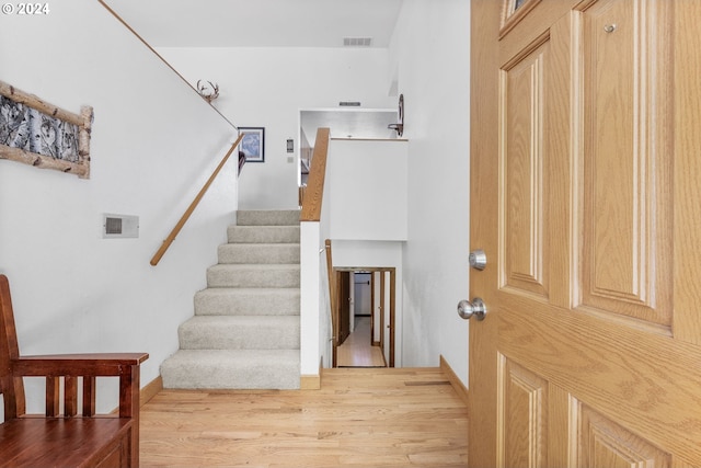 foyer entrance featuring light wood-type flooring