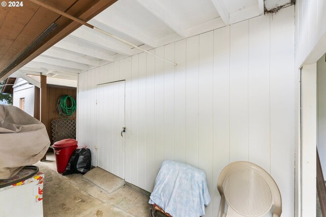 interior space with wood walls