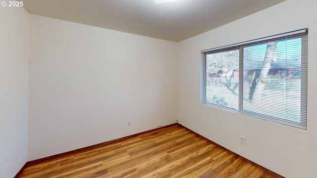 spare room featuring light wood-type flooring