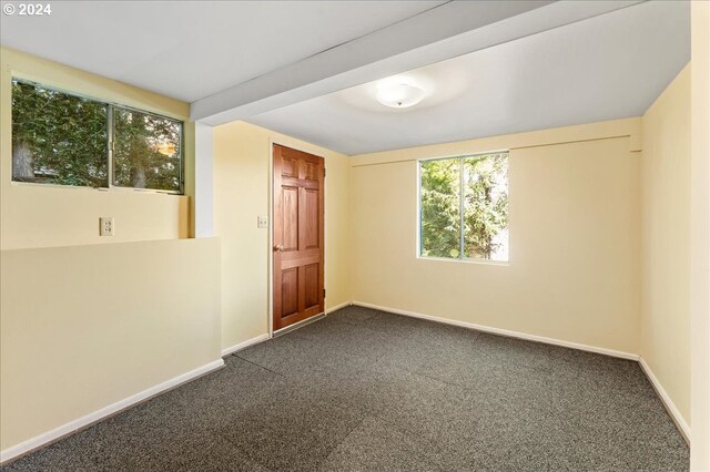 office space featuring hardwood / wood-style floors and lofted ceiling