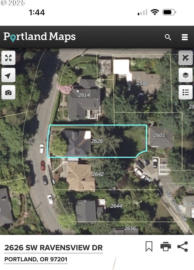 2626 SW Ravensview Dr, Portland, OR 97201 - aerial map of property and surrounding area