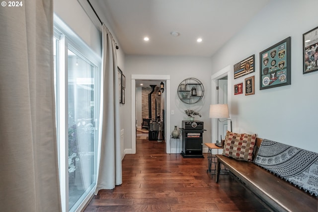 hallway featuring dark hardwood / wood-style floors