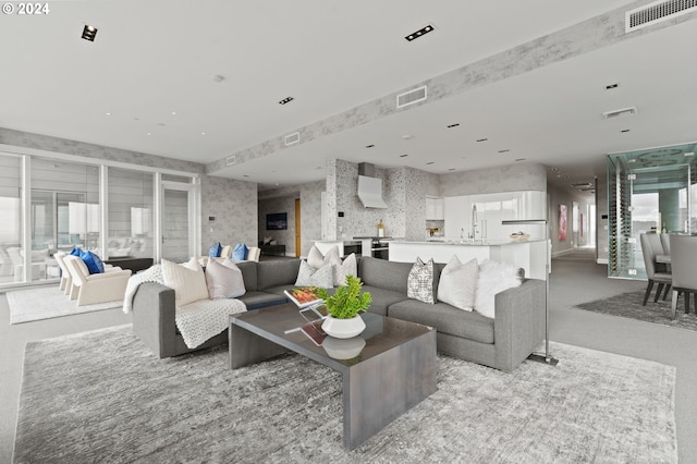 carpeted living room with a wealth of natural light