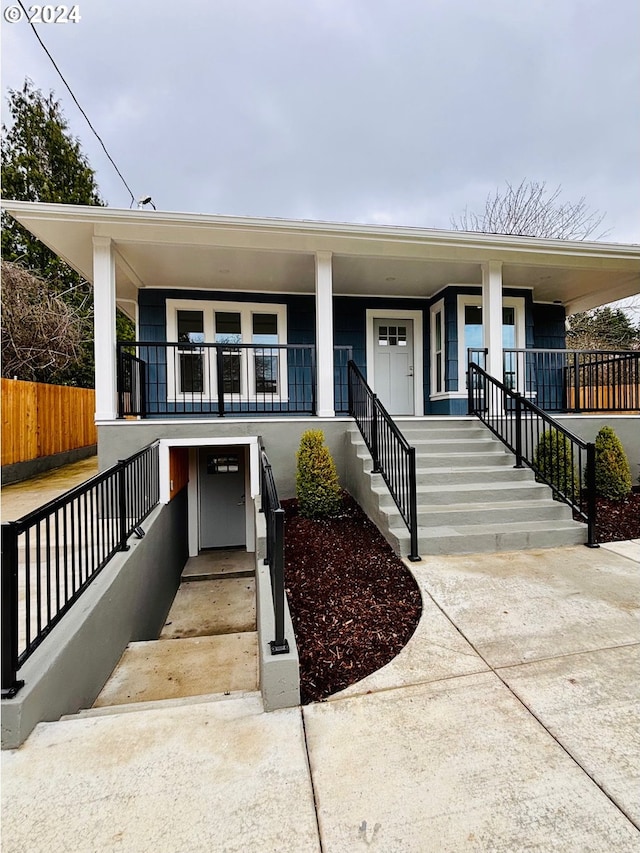 view of front of property with a porch