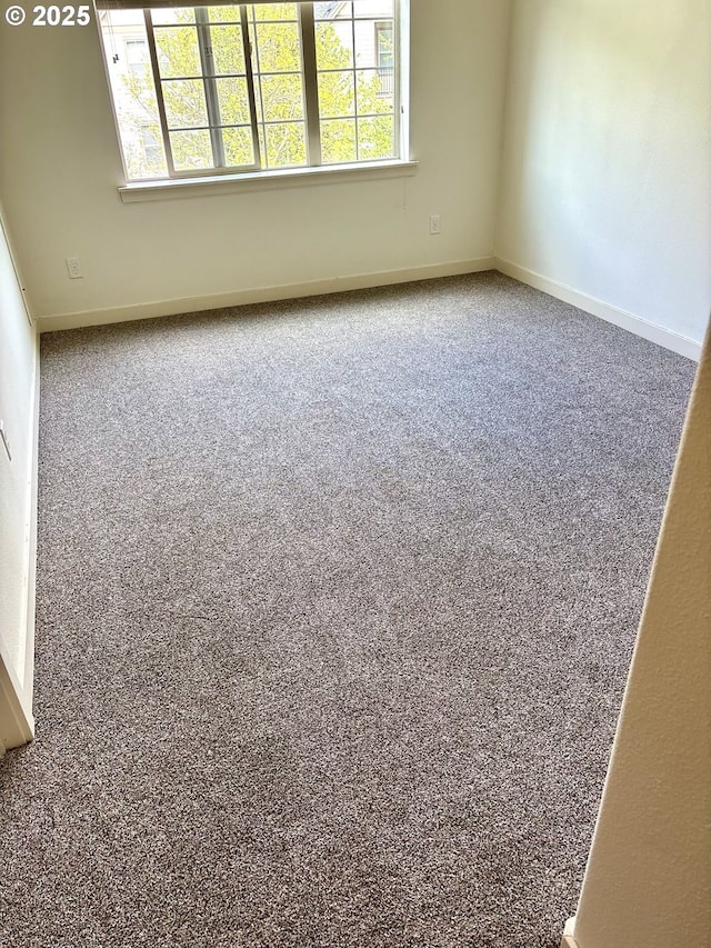 carpeted spare room with baseboards and a healthy amount of sunlight