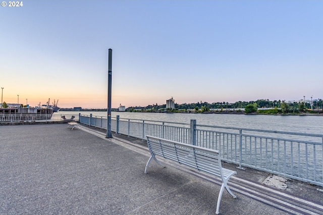 view of dock featuring a water view