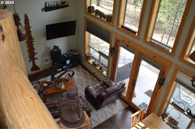 living room with wood-type flooring