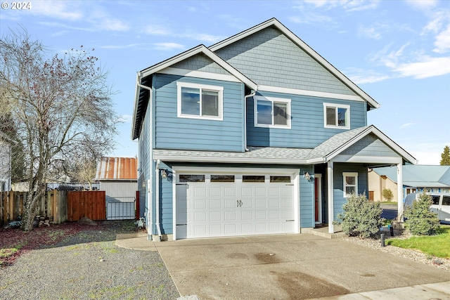 view of front of property with a garage