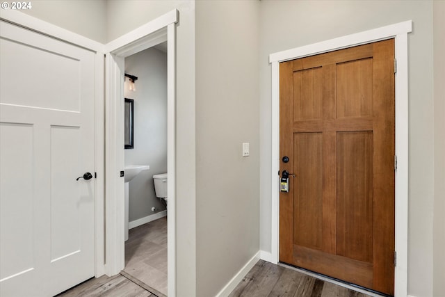 foyer entrance featuring light hardwood / wood-style flooring