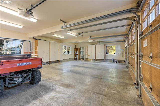 garage with a garage door opener