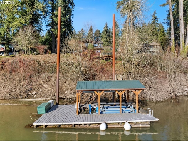 dock area featuring a water view