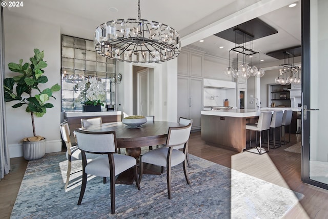 dining area with dark hardwood / wood-style floors