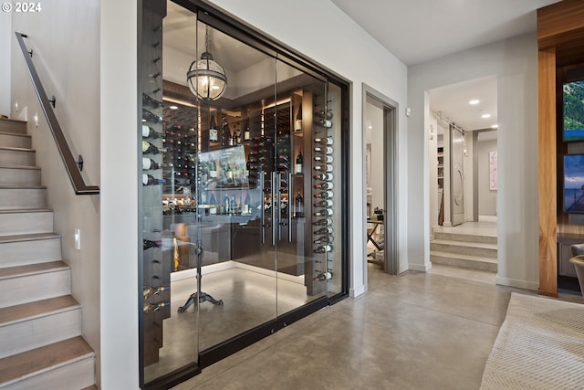 wine cellar with concrete flooring