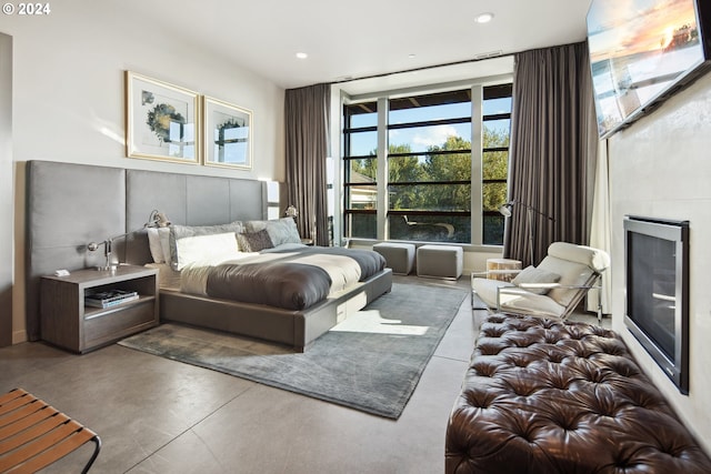 bedroom with concrete floors