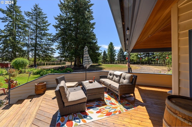 deck with an outdoor living space