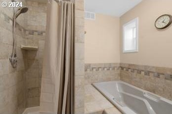 bathroom with plus walk in shower