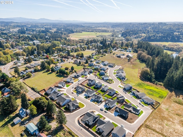 birds eye view of property with a mountain view