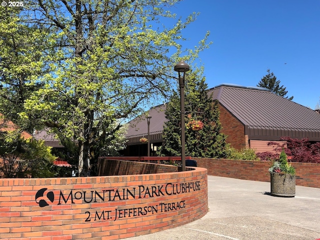 view of community sign