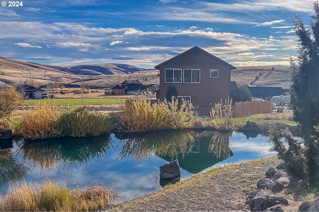 view of water feature with a mountain view