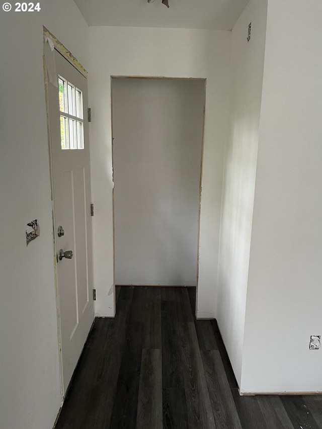 hallway featuring dark hardwood / wood-style flooring