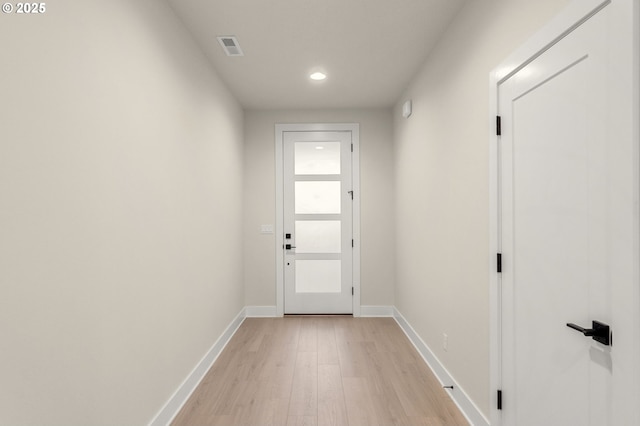 12010 SW Trask St Unit Lt94, Beaverton, OR 97007 - doorway to outside with light wood-style floors, recessed lighting, and baseboards