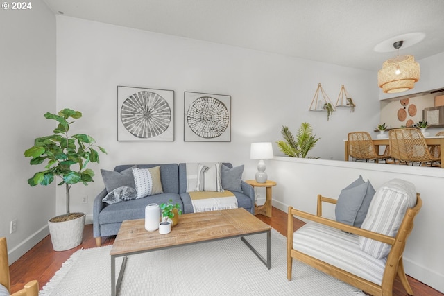 living room with hardwood / wood-style flooring