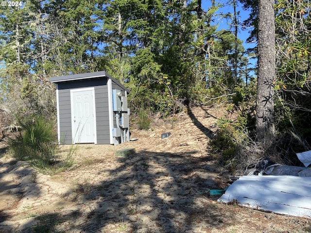 view of shed