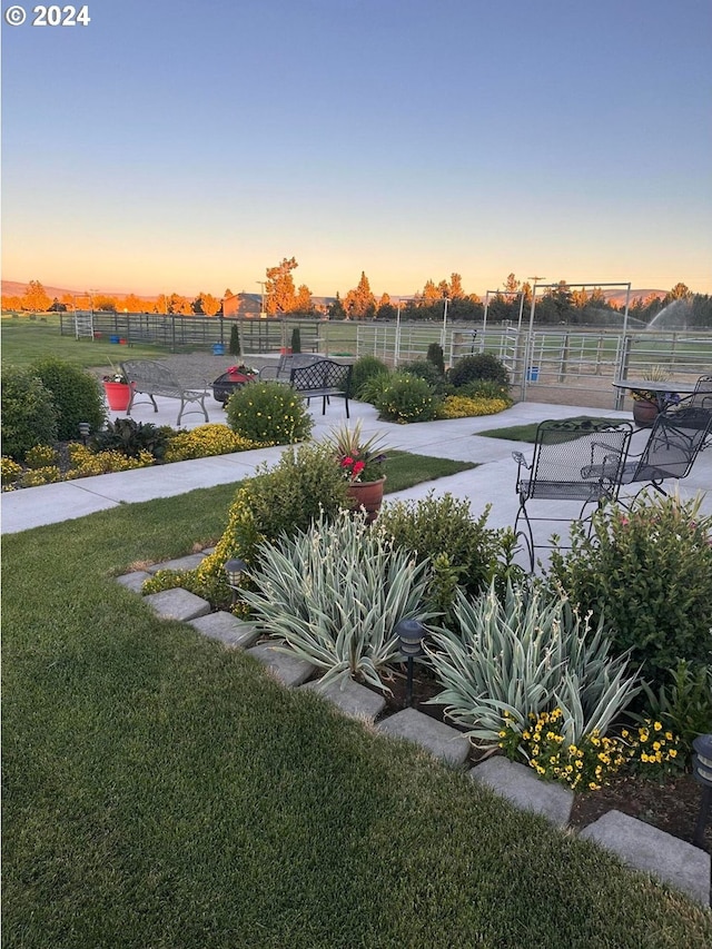 view of yard at dusk