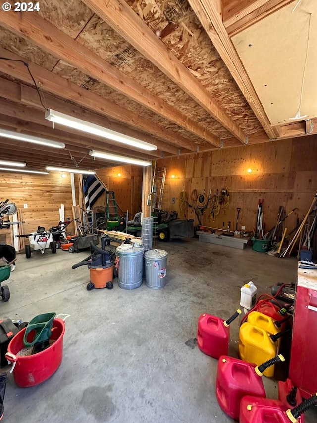 garage featuring a workshop area