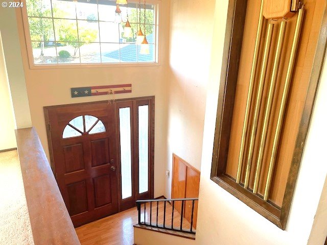 foyer with light hardwood / wood-style floors and a healthy amount of sunlight