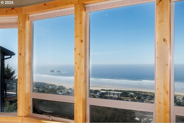 entryway with a water view