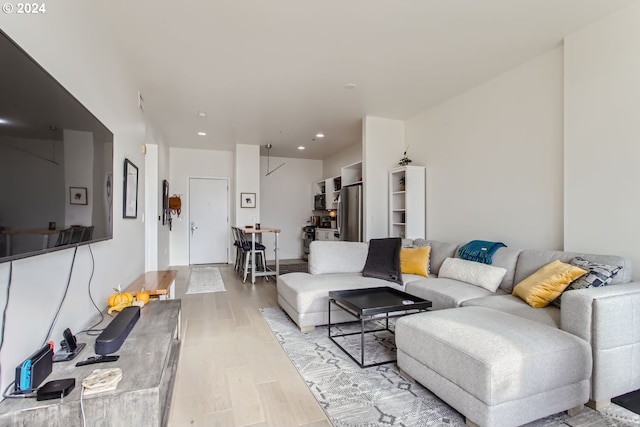 living room with light wood-type flooring