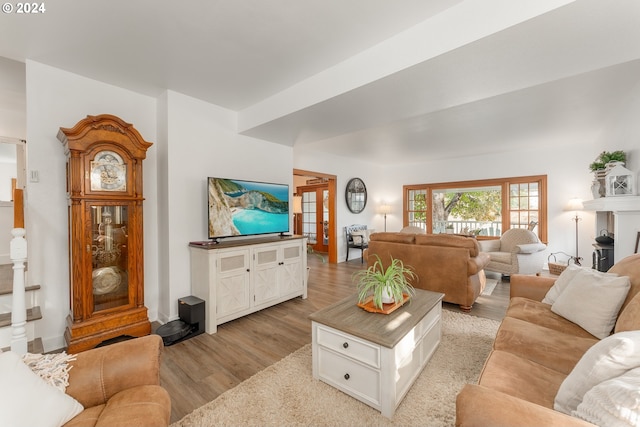 living room with light wood-type flooring