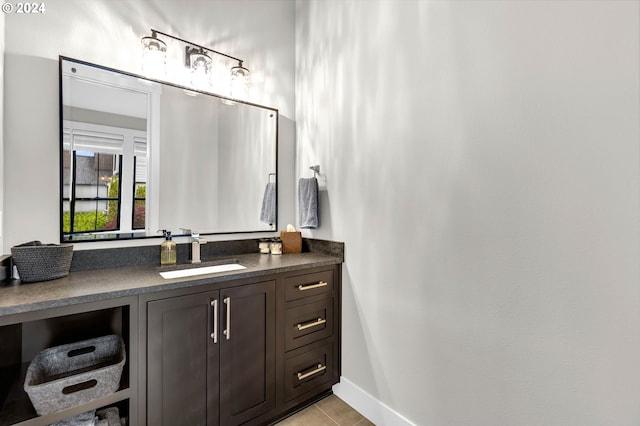 bathroom with vanity and tile patterned floors