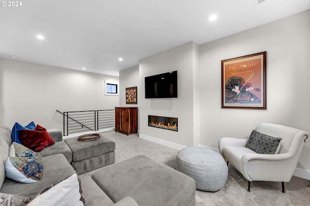 living room with light carpet