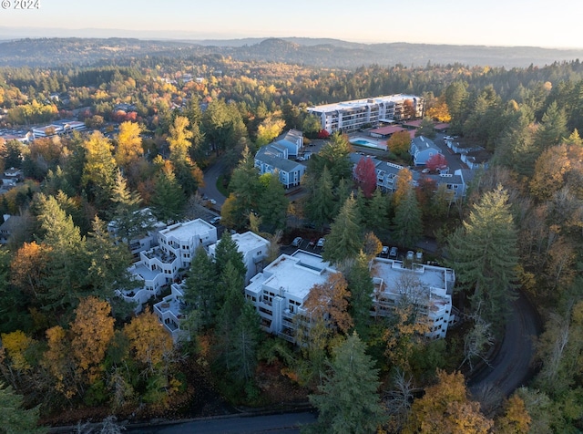 view of aerial view at dusk