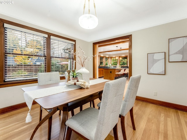 dining area featuring light hardwood / wood-style flooring