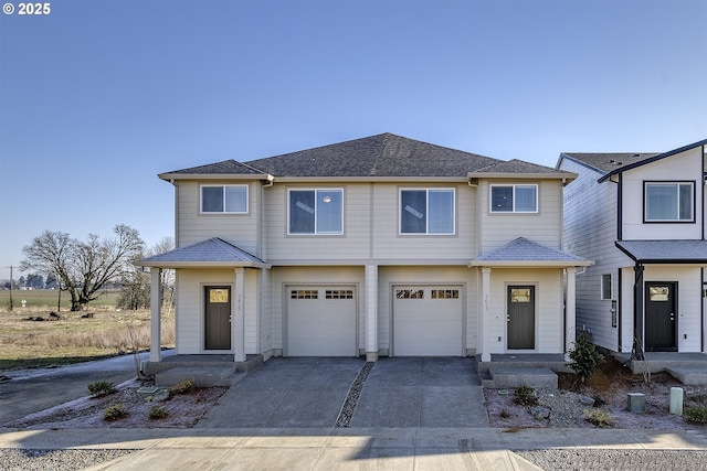 view of front of property featuring a garage