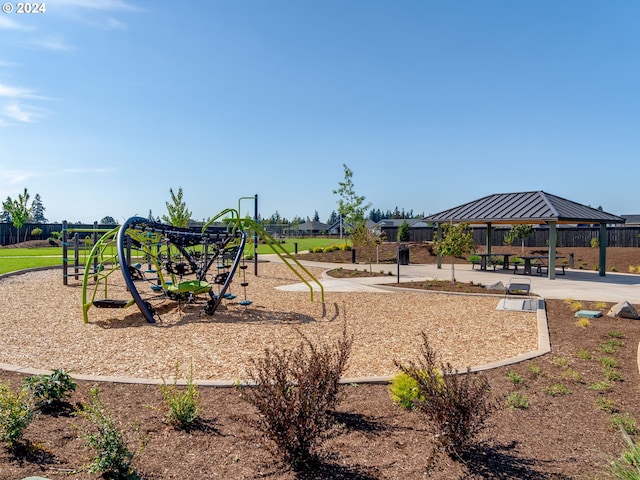 view of play area with a gazebo