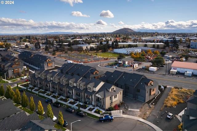 birds eye view of property with a mountain view